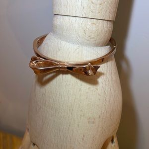 Kate Spade New York Skinny Mini Love Notes Bow Bangle Bracelet, Rose Gold color